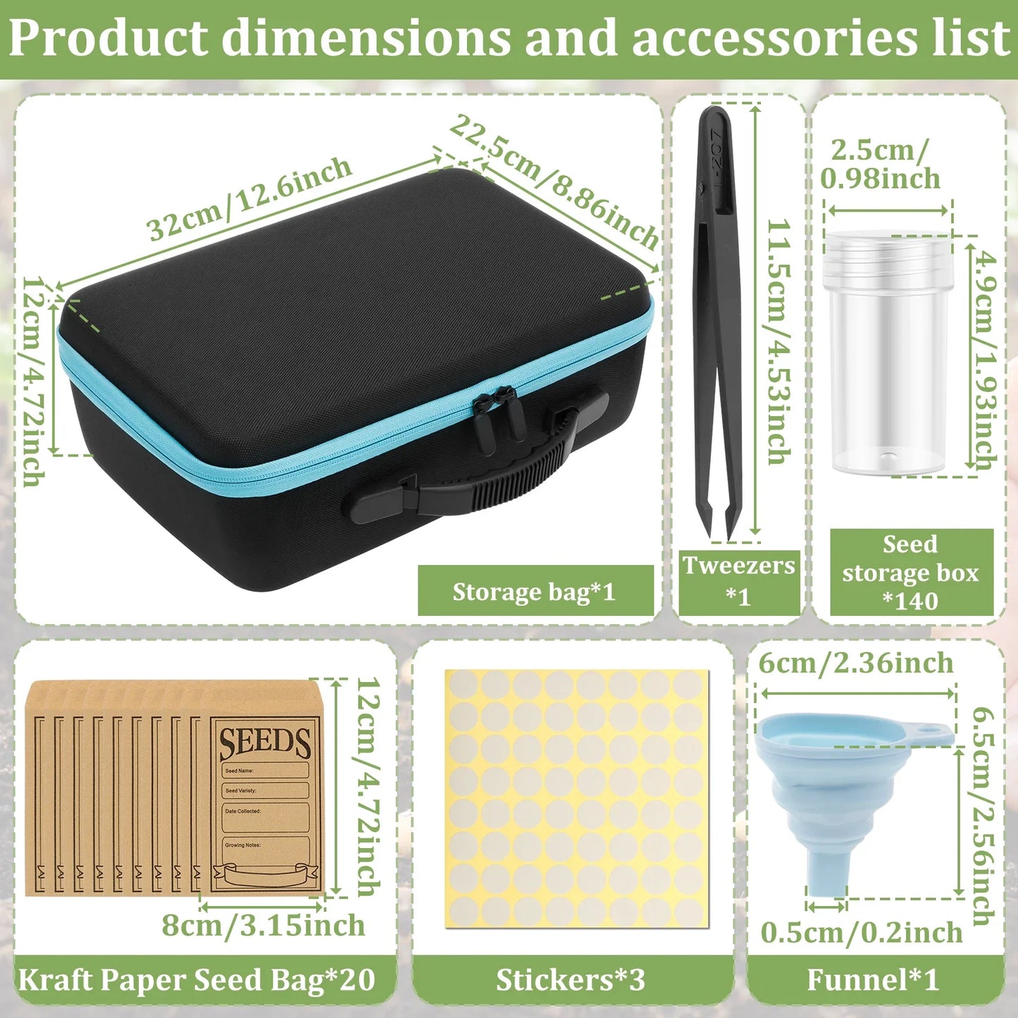 Seed Storage Organizer Box - Portable Seed Collection Case with Labels & Accessories