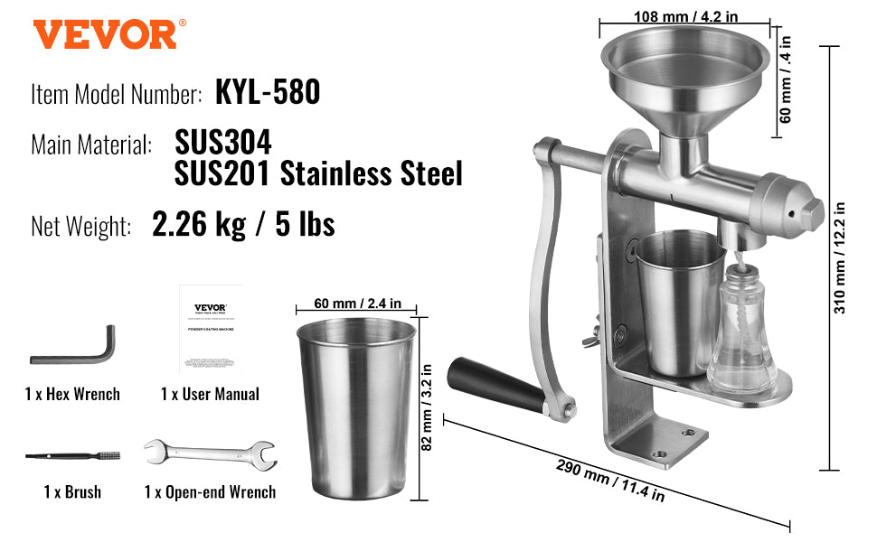 Manual Oil Press Machine - Stainless Steel Seed Oil Extractor for Homemade Cooking Oils