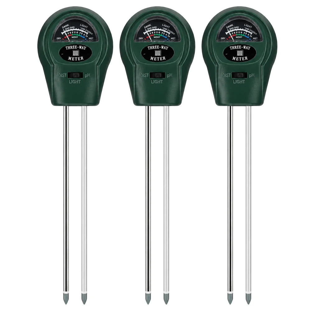 3-in-1 Soil Meter - Battery-Free pH, Moisture & Light Tester for Gardens