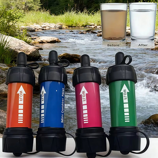 Survival Water Filtration Kit - Portable Emergency Water Filter with Accessories