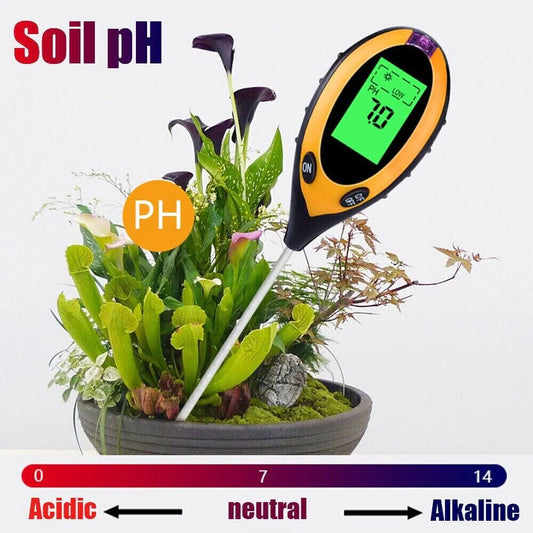 4-in-1 Digital Soil Meter - LCD pH, Moisture, Light & Temperature Tester