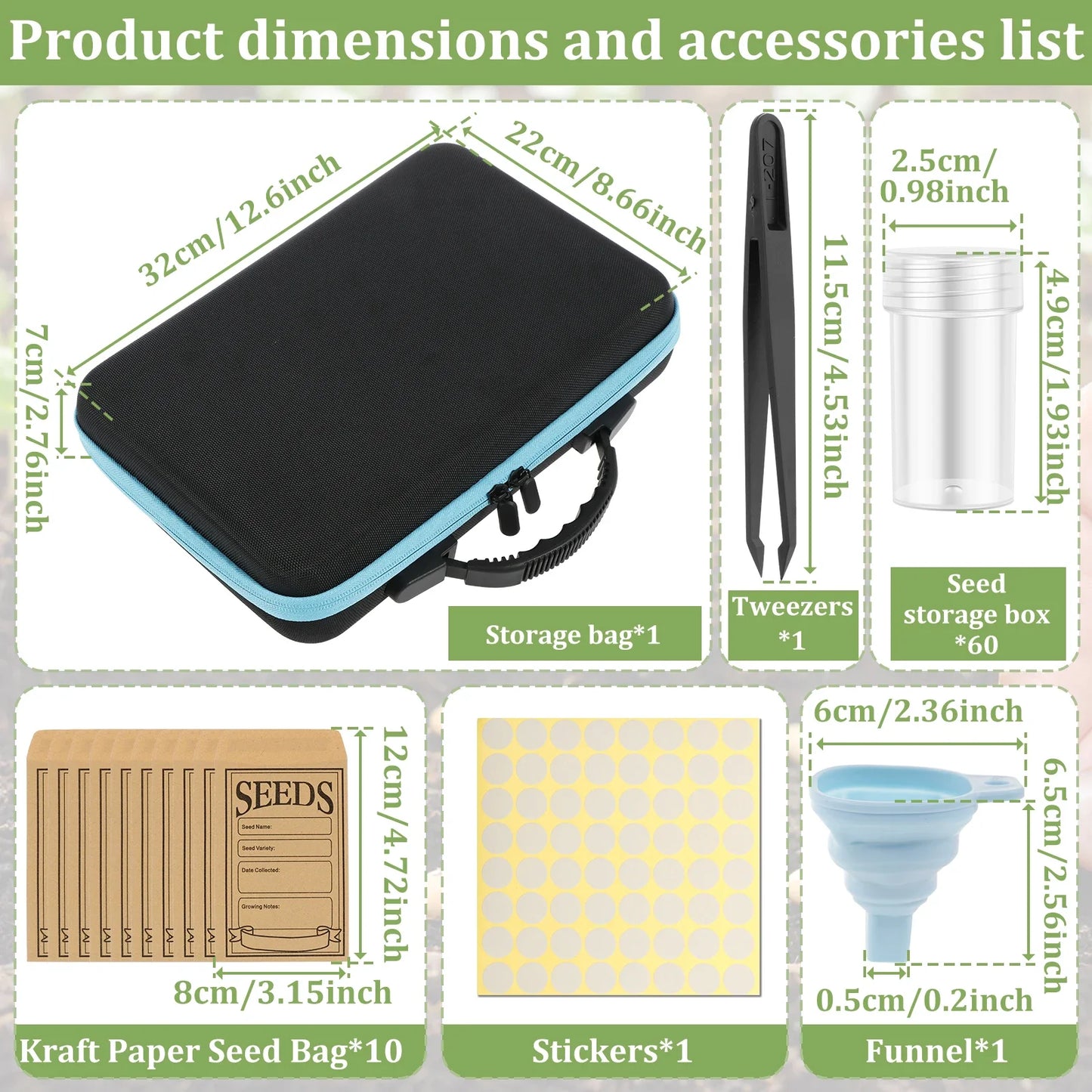 Seed Storage Organizer Box - Portable Seed Collection Case with Labels & Accessories