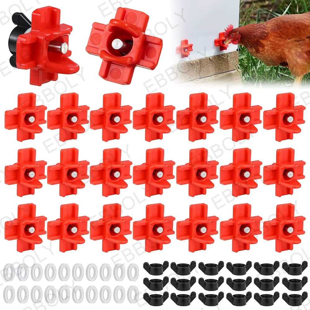 Horizontal Chicken Nipple Waterer – Automatic Side Mount Poultry Drinkers (15/20/30 Pack)