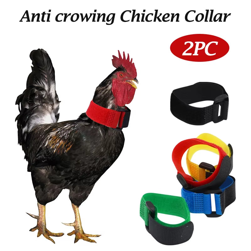 2Pcs anti Crowing Chicken Collar Lightweight Chicken Neckband Adjustable Rooster Chicken Poultry Neck Collar Belt Eco-Friendly