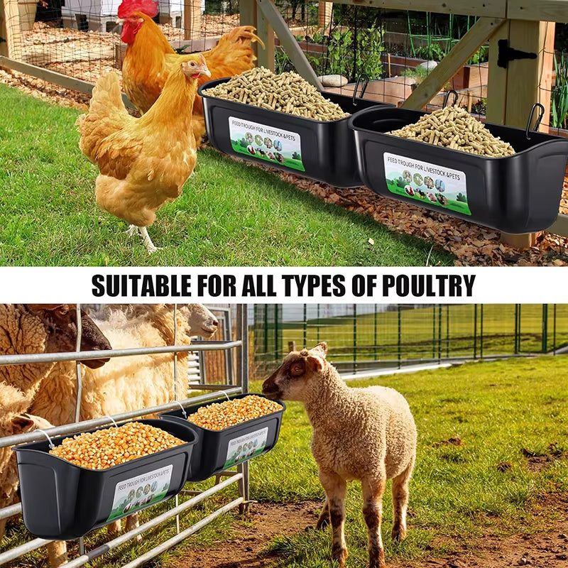 Cigar Trough Poultry & Livestock Feeder – Multi-Species Chicken, Duck, Goose & Goat Feed Trough – Low Waste Hanging or Ground Feeder