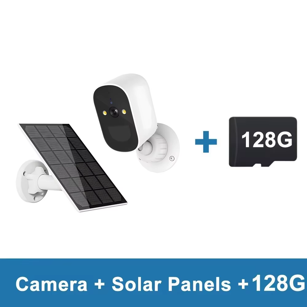 128GB Solar-Powered 3MP WiFi Security Camera – Outdoor Wireless CCTV with PIR Human Detection, Color Night Vision, Two-Way Audio & 360-Day Battery