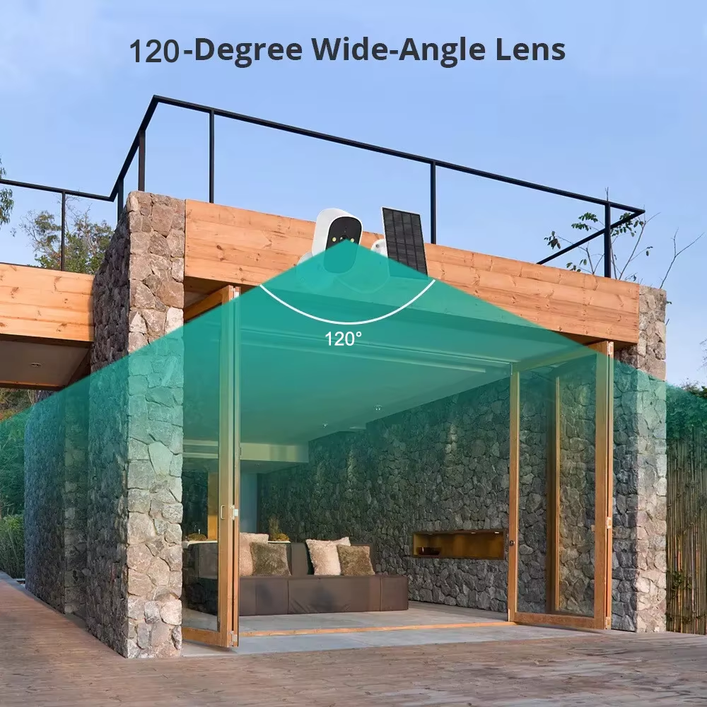 128GB Solar-Powered 3MP WiFi Security Camera – Outdoor Wireless CCTV with PIR Human Detection, Color Night Vision, Two-Way Audio & 360-Day Battery