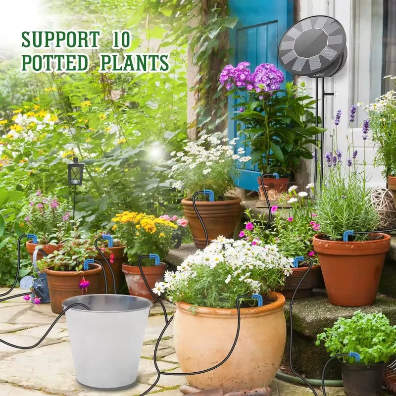 Solar Automatic Drip Irrigation System Kit Plant Water Machine with anti Siphon for Garden Outdoor Indoor Green Plant Water