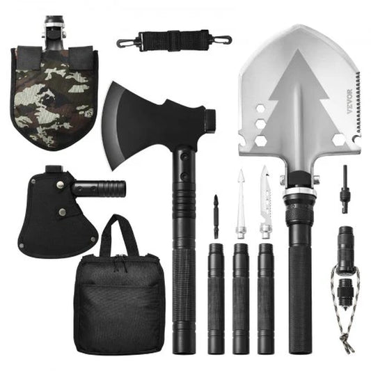 16-in-1 Survival Shovel & Axe Kit - Folding Multi-Tool for Camping & Off-Grid Use