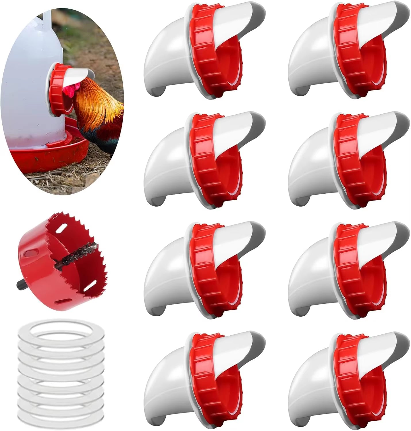 DIY No-Waste Chicken Feeder Port Kit – Gravity Bucket & Barrel Poultry Feeder Inserts – Weather & Rodent Resistant Feeding System