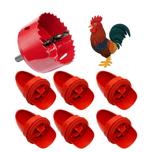 Gravity Automatic Poultry Feeder Kit– 2-6 Pack - Bucket, Barrel & Drum Compatible