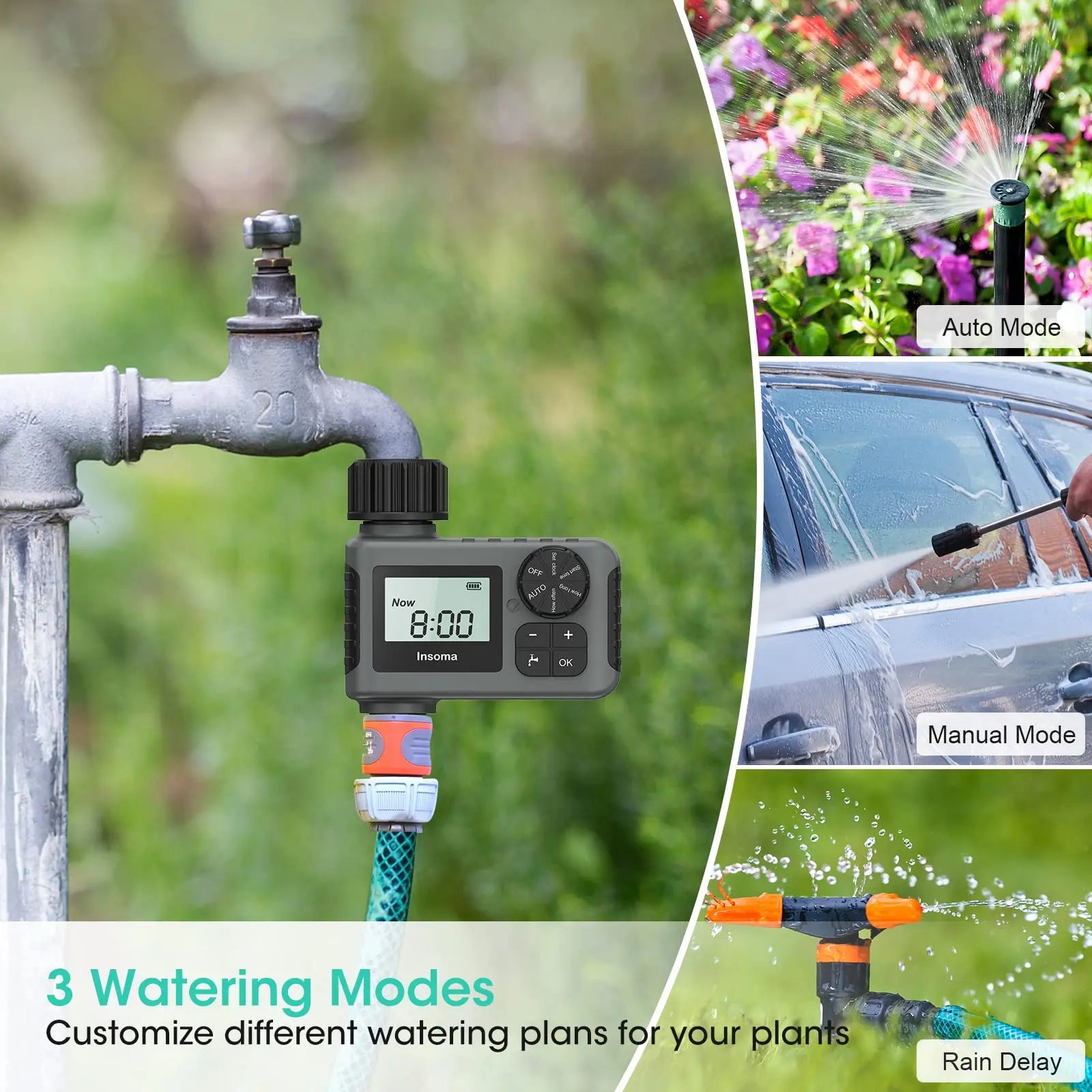 Automatic Water Timer - Programmable Garden Irrigation Controller with LCD Display