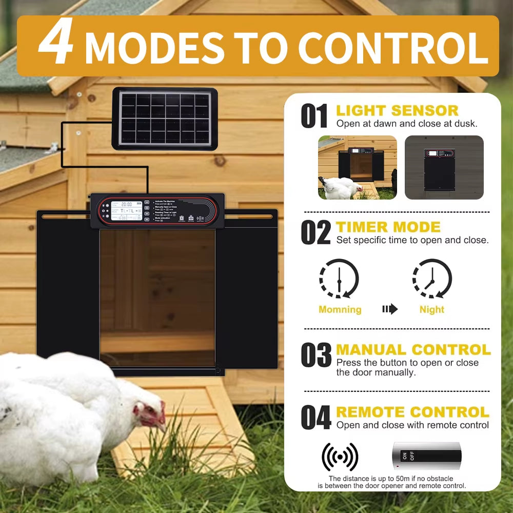 Extra-Large Automatic Chicken Coop Door – Smart Solar & Remote-Controlled for Large Birds