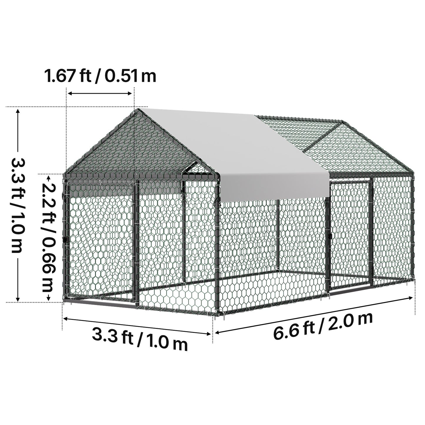 Uimoso Metal Chicken Coop with Cover for 4-6 Chickens3.3X6.