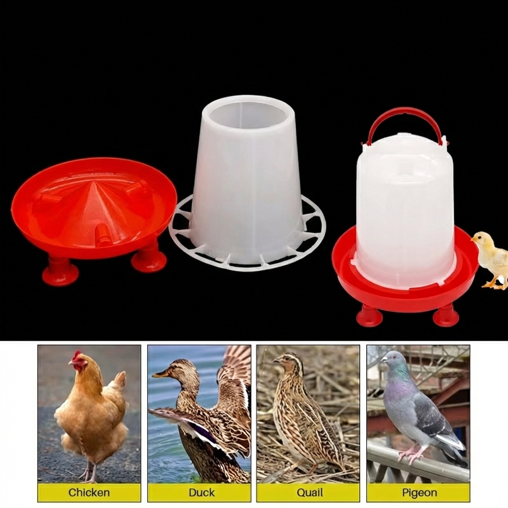 Standing Poultry Waterer & Feeder – 1.5kg / 3L Gravity-Fed Chick & Small Flock Drinker for Brooder Pens
