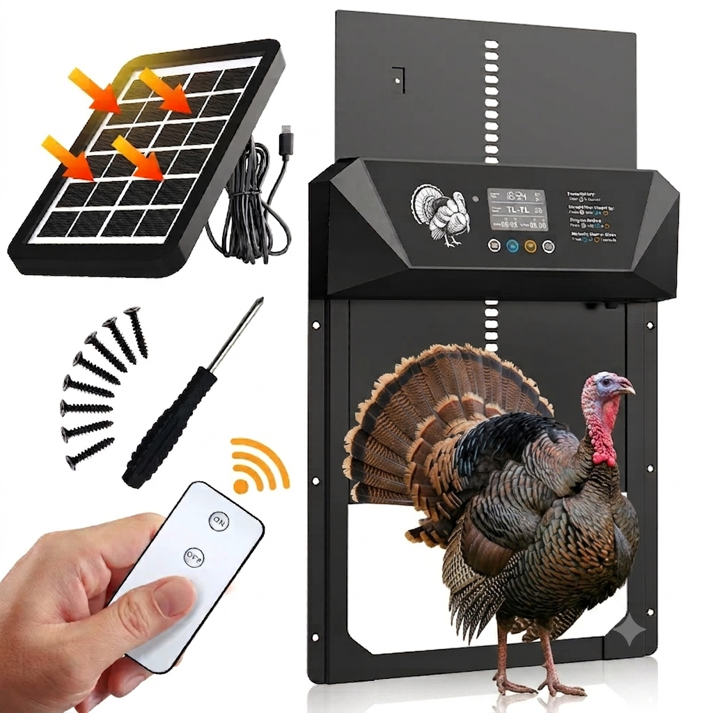 Extra Large Automatic Chicken Coop Door – Solar Powered with Remote Control