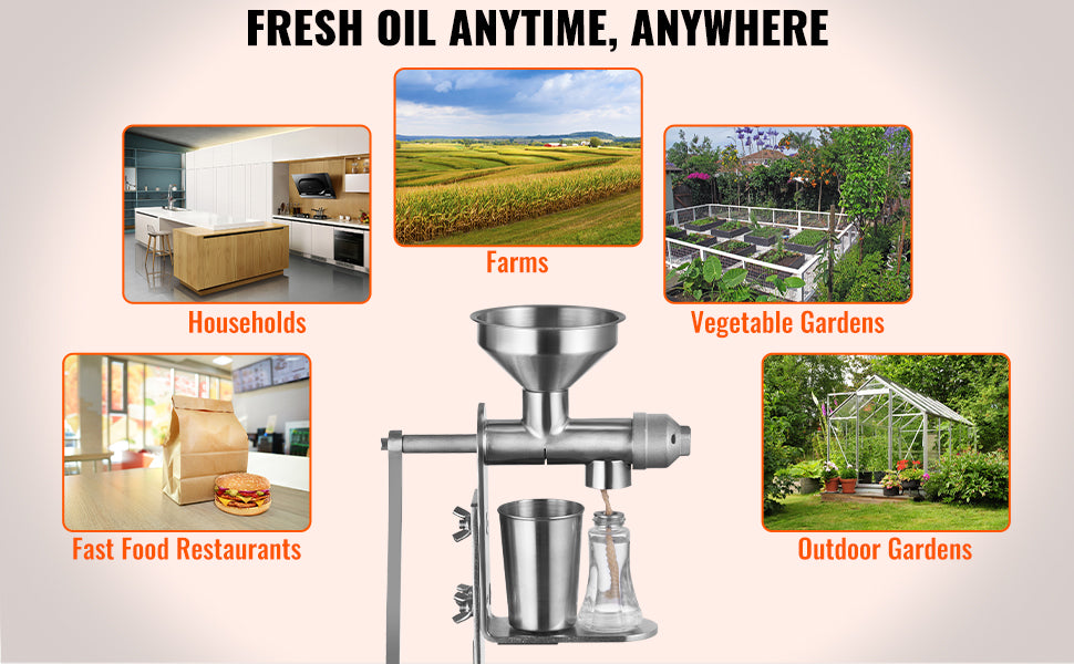 Manual Oil Press Machine - Stainless Steel Seed Oil Extractor for Homemade Cooking Oils
