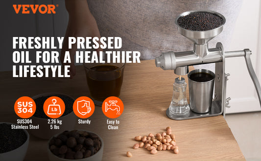 Manual Oil Press Machine - Stainless Steel Seed Oil Extractor for Homemade Cooking Oils