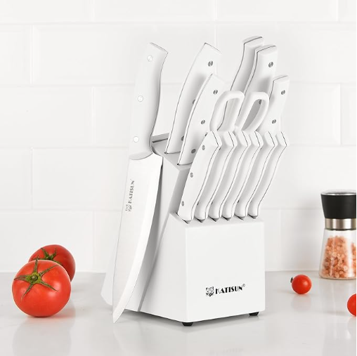 16-Piece Kitchen Knife Set - German Stainless Steel with Cutting Board & Steak Knives