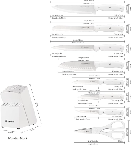 16-Piece Kitchen Knife Set - German Stainless Steel with Cutting Board & Steak Knives