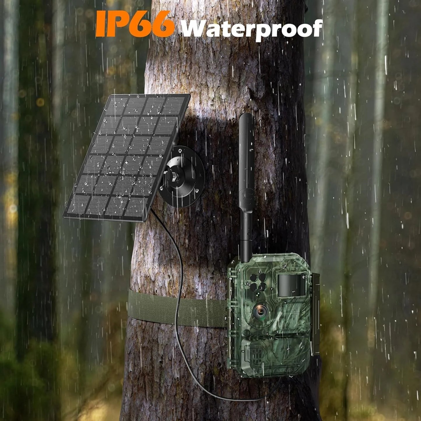 CAMPARK 4G LTE Cellular Solar Trail Camera – 48MP 4K Hunting Camera with Night Vision, 0.1s Trigger, Motion Detection & Real-Time Alerts (2-Pack)