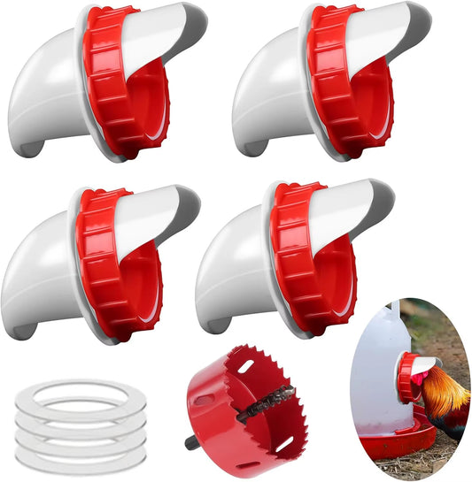 DIY No-Waste Chicken Feeder Port Kit – Gravity Bucket & Barrel Poultry Feeder Inserts – Weather & Rodent Resistant Feeding System