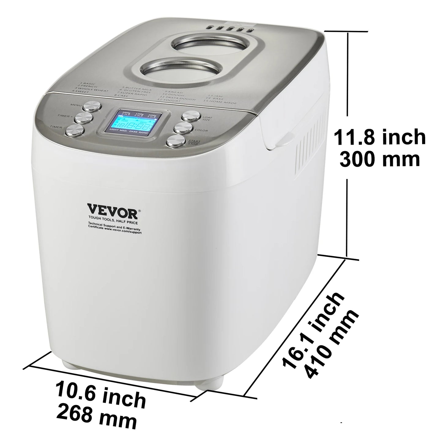 Bread Maker Machine - 15-in-1 Automatic Bread Machine for Homemade Loaves & Dough