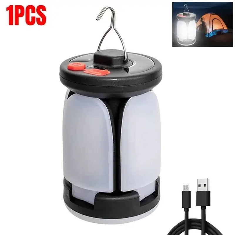 Solar Camping Lantern - Rechargeable LED Emergency Light with USB & Solar Charging