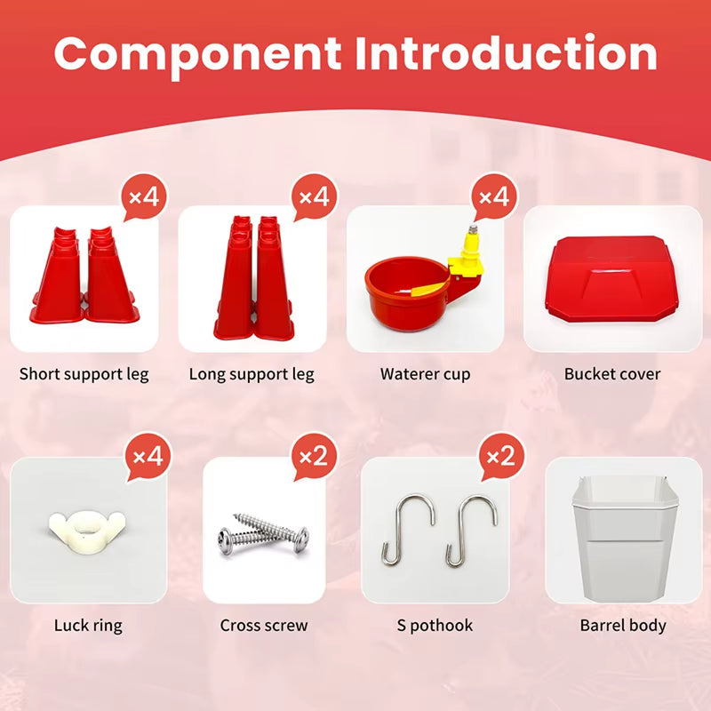 All-in-One Bucket Gravity-Fed Poultry Waterer Kit – 7L