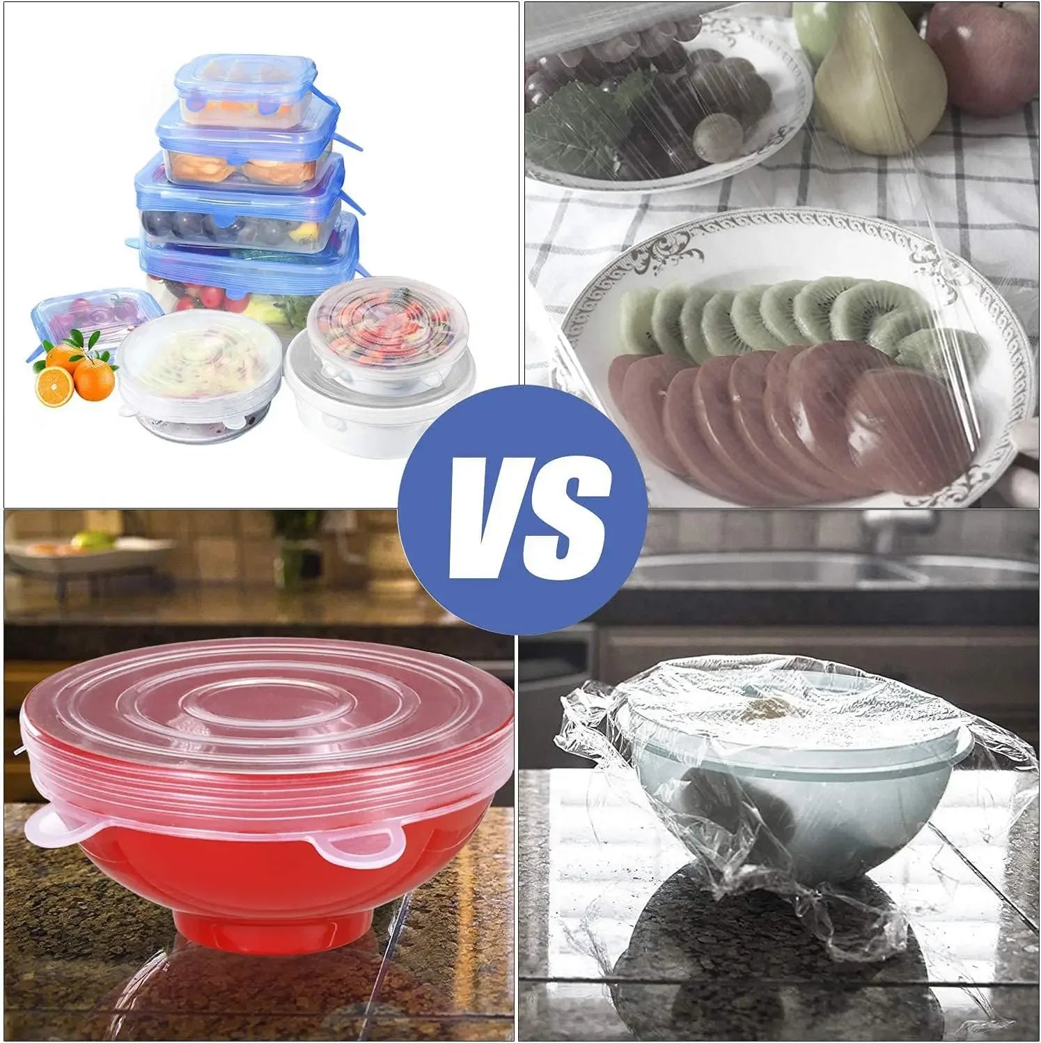 Reusable Silicone Stretch Lid Set – Eco-Friendly Food Covers for Bowls, Cups & Containers (6 or 12-Piece Set)
