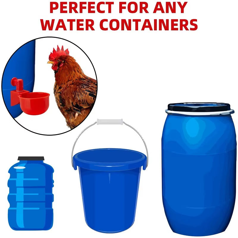 Gravity-Fed Poultry Waterer for Chickens – Red, 2–6 Cup Pack