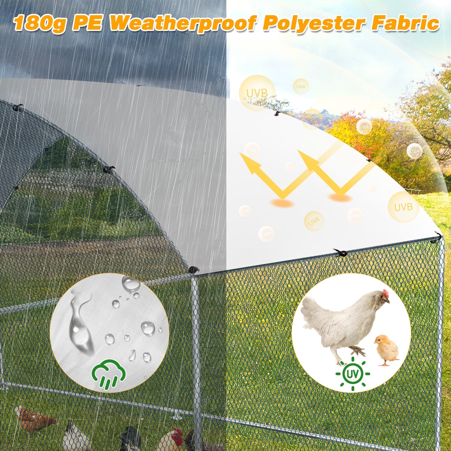 20×10 Walk-In Metal Chicken Coop with Run & Waterproof Dome Roof  Heavy-Duty Outdoor Poultry Enclosure for Chickens, Ducks, Rabbits & More