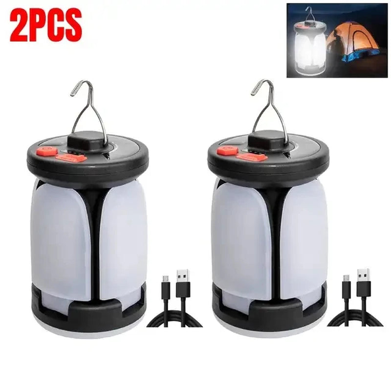 Solar Camping Lantern - Rechargeable LED Emergency Light with USB & Solar Charging