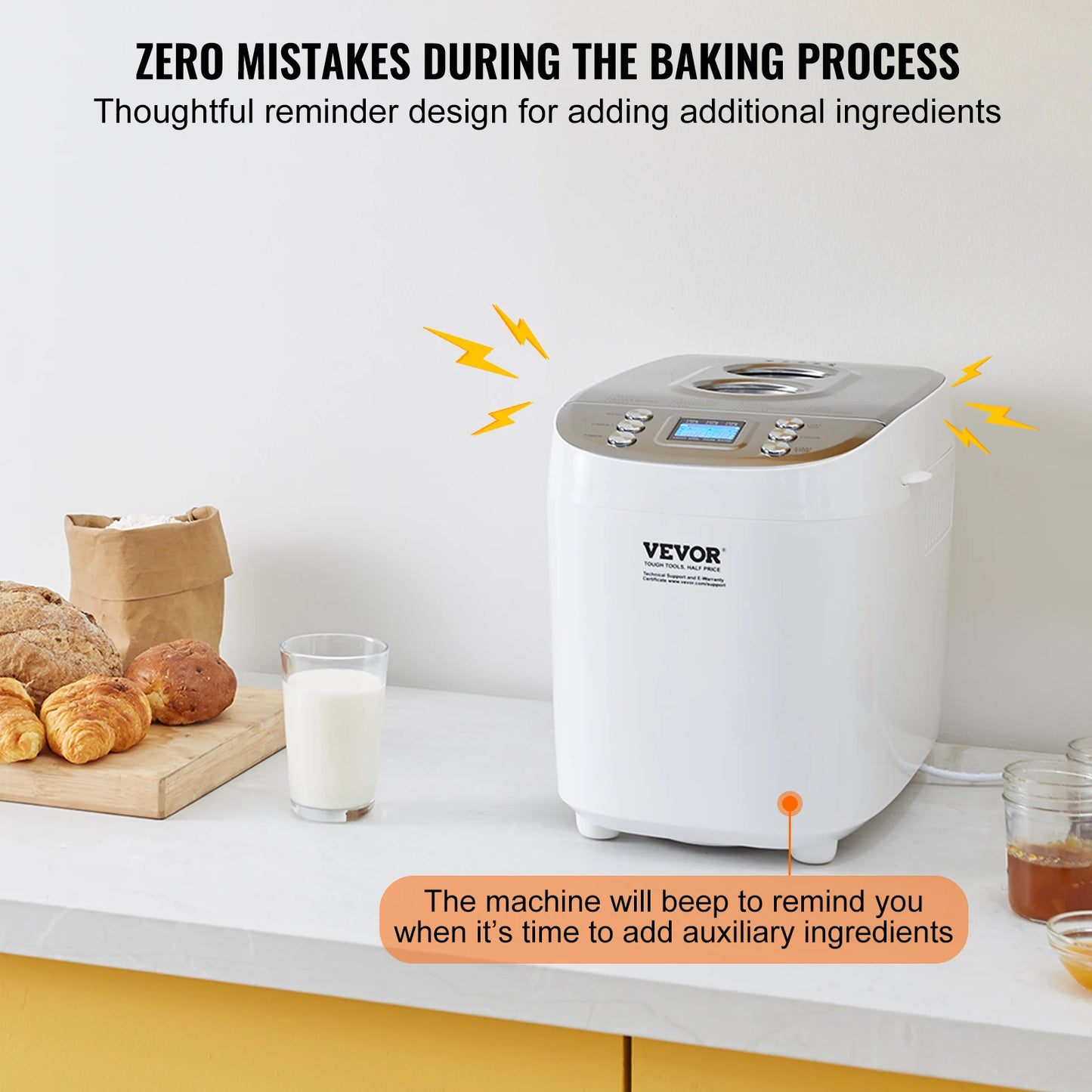 Bread Maker Machine - 15-in-1 Automatic Bread Machine for Homemade Loaves & Dough