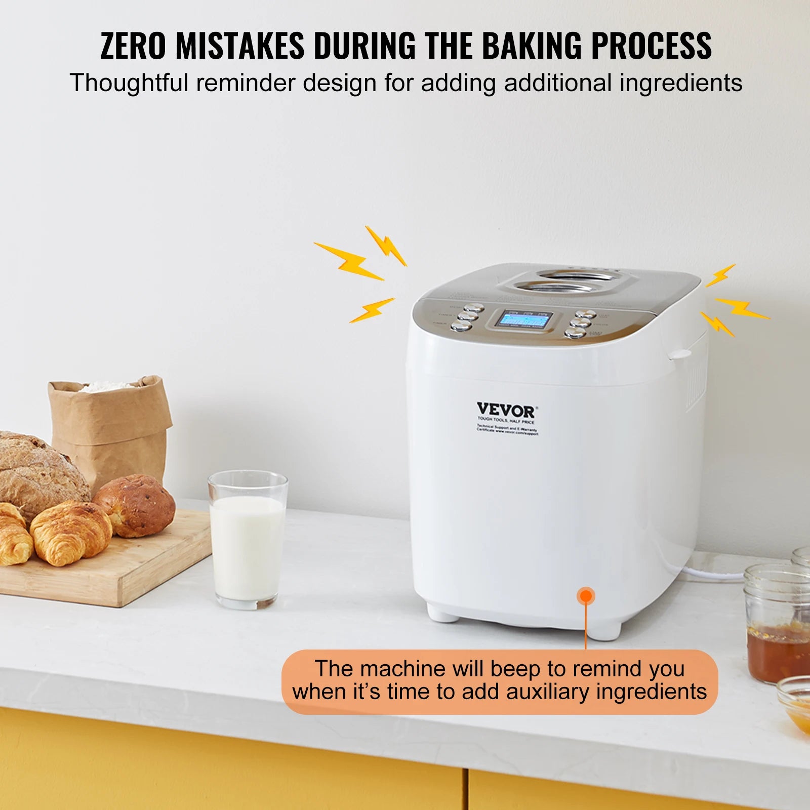Bread Maker Machine - 15-in-1 Automatic Bread Machine for Homemade Loaves & Dough
