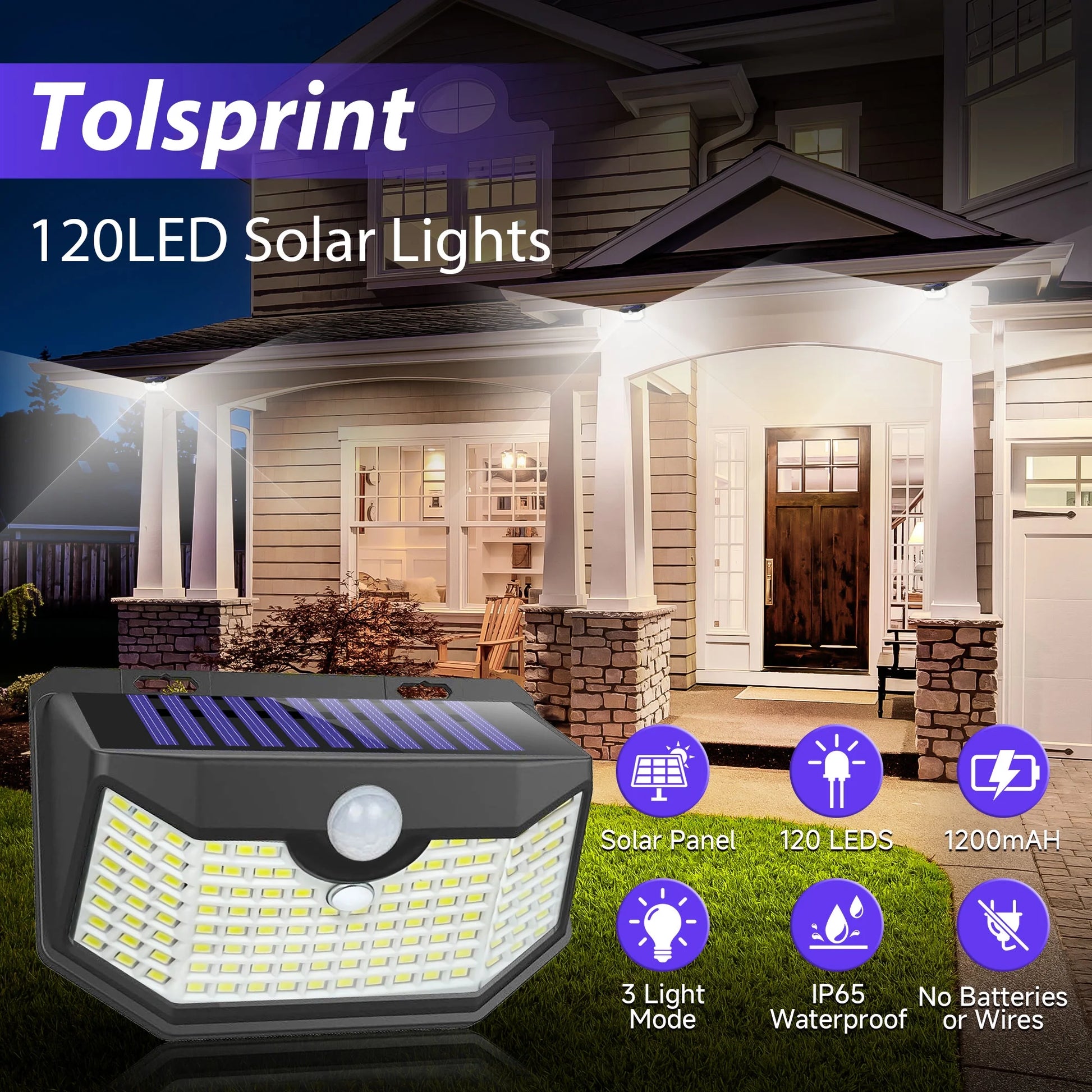 Solar Shield Basic-120 | 120 LED Motion Sensor Solar Lights (6-Pack)