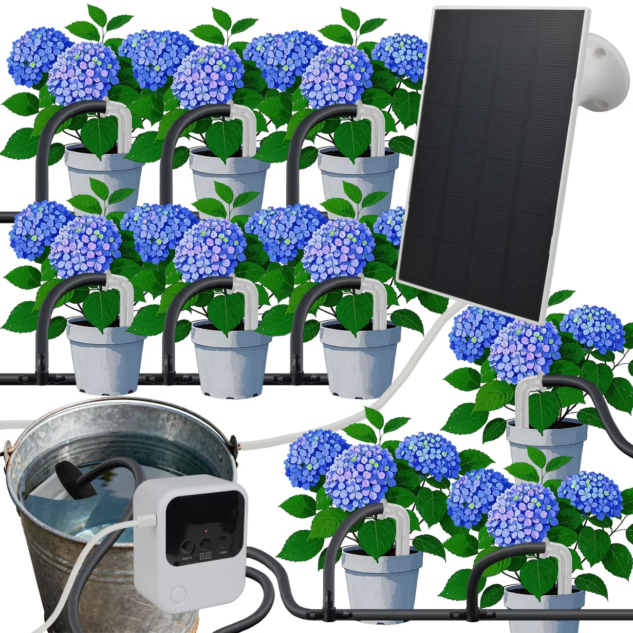 Premium Solar Automatic Drip Irrigation Kit – Timer & Pump Controlled, Ideal for Bonsai, Potted Plants & Outdoor Gardens