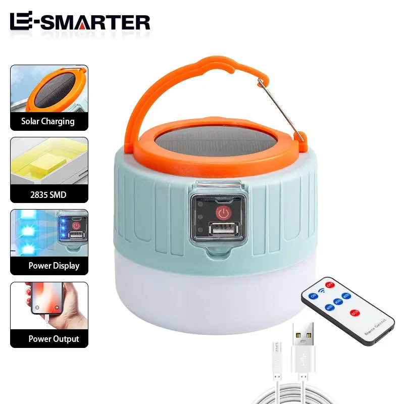 Solar Rechargeable Camping Light - Portable LED Emergency Work Lamp with USB Charging