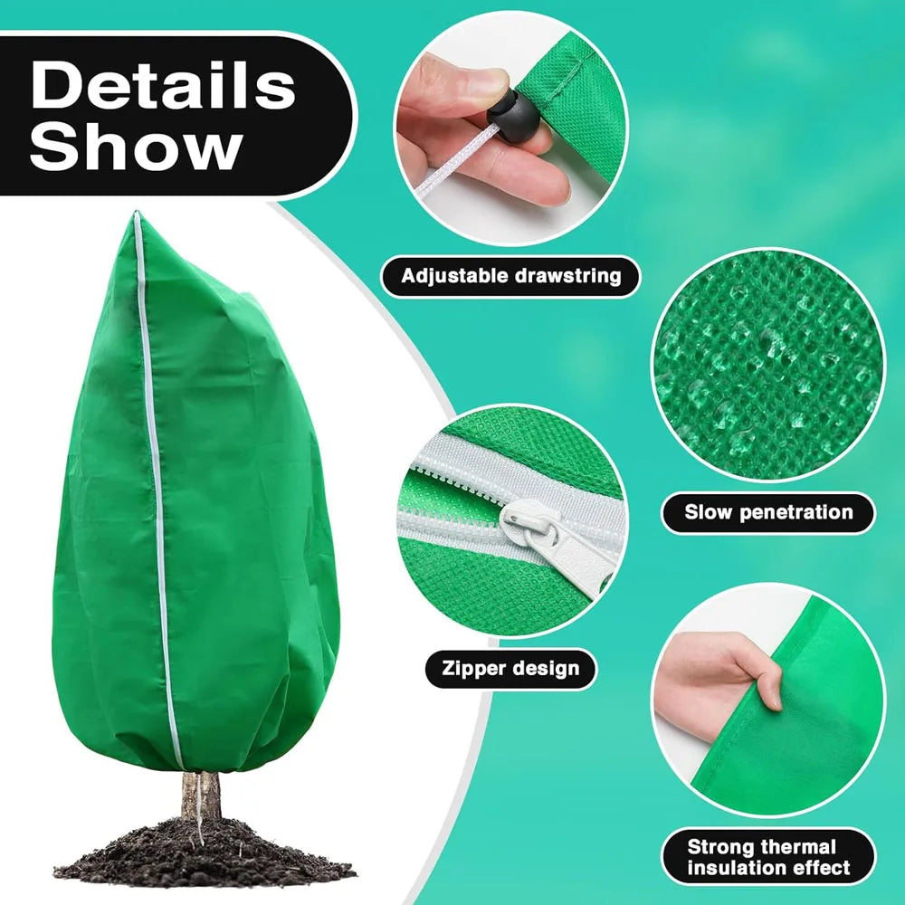 Plant Frost Protection Cover - Zippered Winter Blanket for Garden Plants & Shrubs
