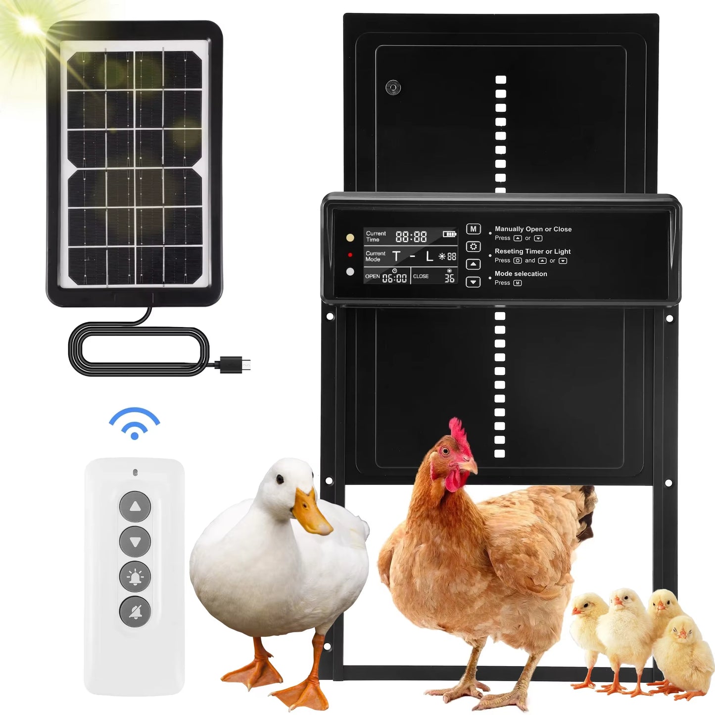 Programmable Automatic Chicken Coop Door – LCD Timer, Manual Control & Safety Sensor