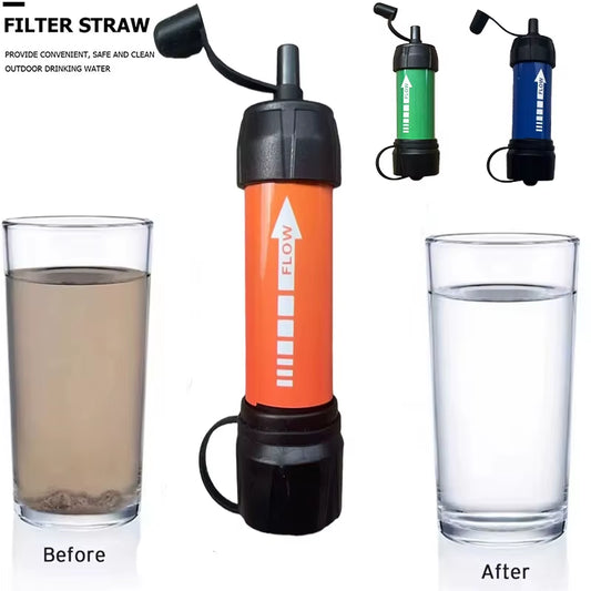 Survival Water Filtration Kit - Portable Emergency Water Filter with Accessories