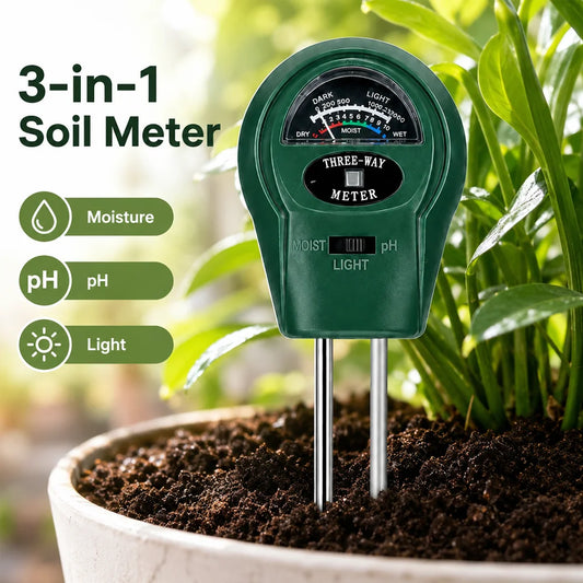 3-in-1 Soil Meter - Battery-Free pH, Moisture & Light Tester for Gardens