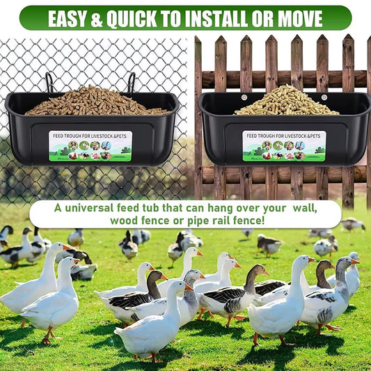 Cigar Trough Poultry & Livestock Feeder – Multi-Species Chicken, Duck, Goose & Goat Feed Trough – Low Waste Hanging or Ground Feeder