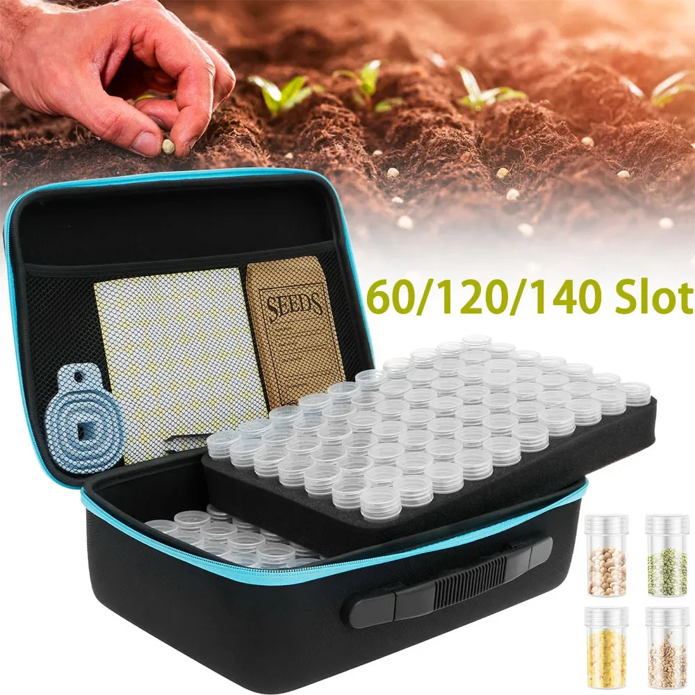 Seed Storage Organizer Box - Portable Seed Collection Case with Labels & Accessories