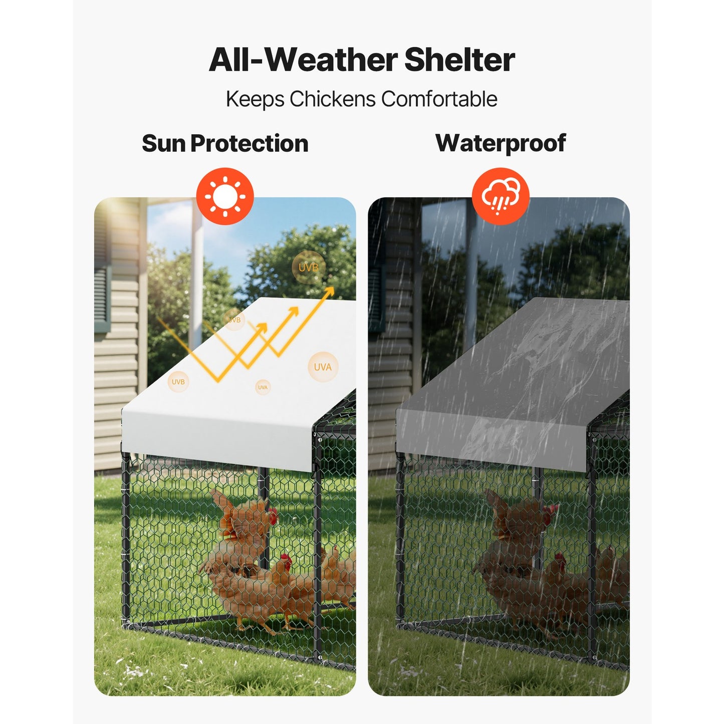 Uimoso Metal Chicken Coop with Cover for 4-6 Chickens3.3X6.