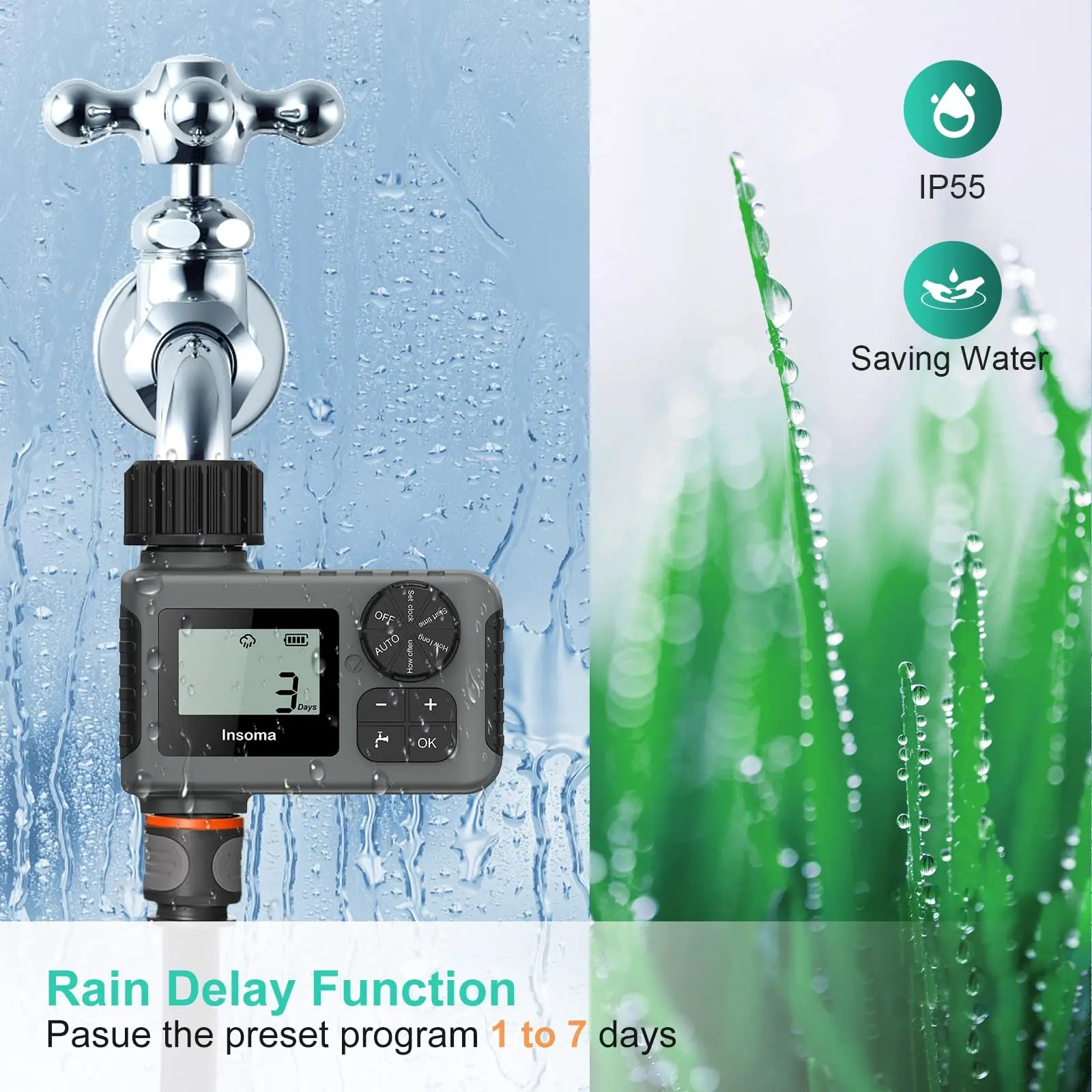 Automatic Water Timer - Programmable Garden Irrigation Controller with LCD Display