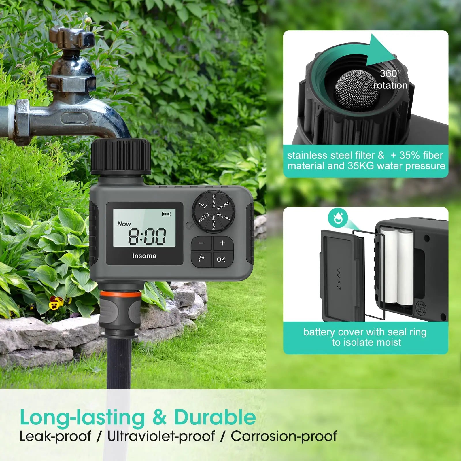 Automatic Water Timer - Programmable Garden Irrigation Controller with LCD Display