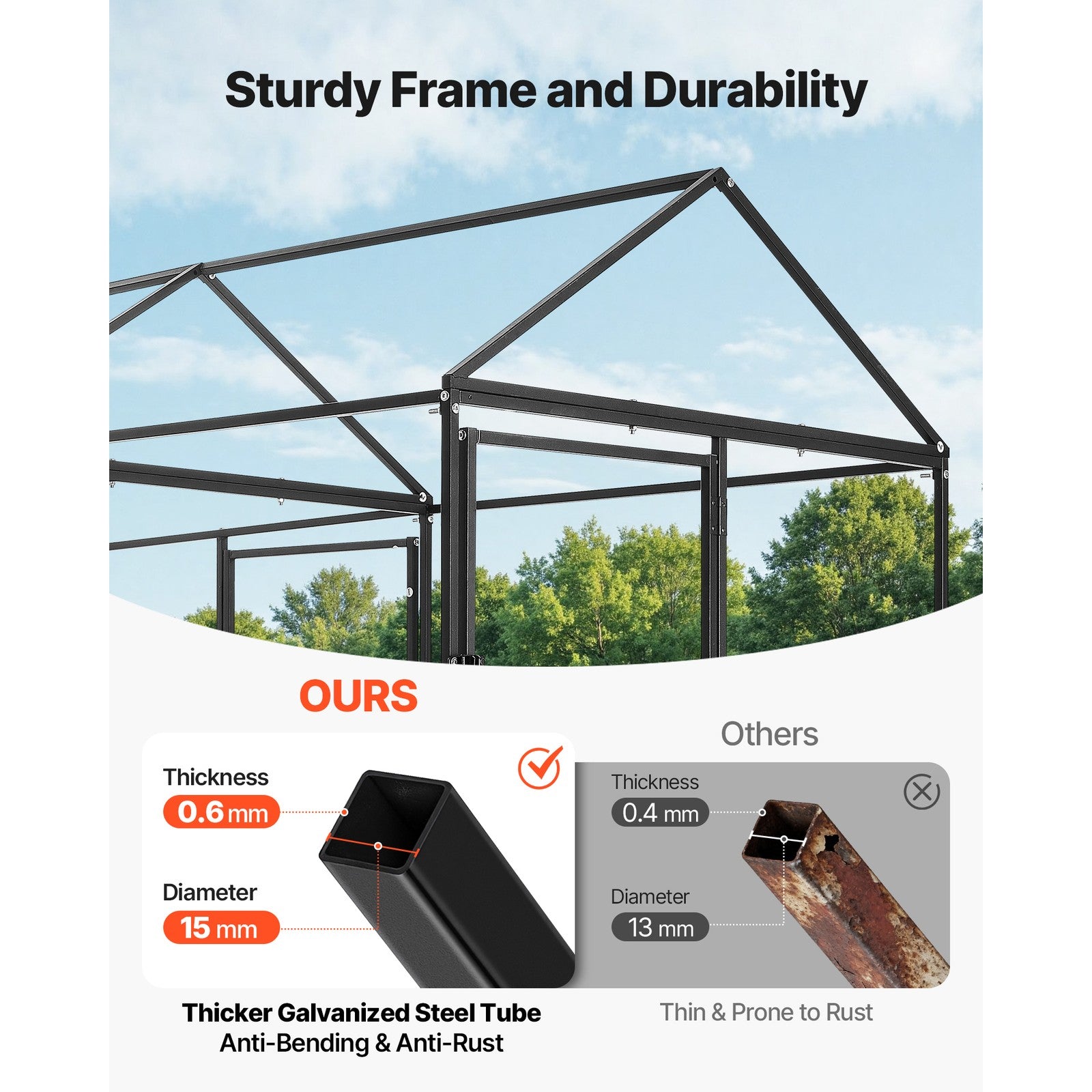 Uimoso Metal Chicken Coop with Cover for 4-6 Chickens3.3X6.