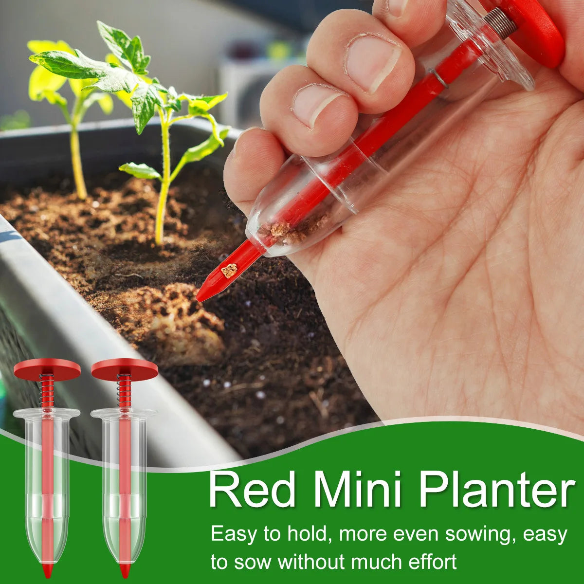 Manual Seed Sower Kit - Precision Handheld Seeder with Dibber & Widger Tools