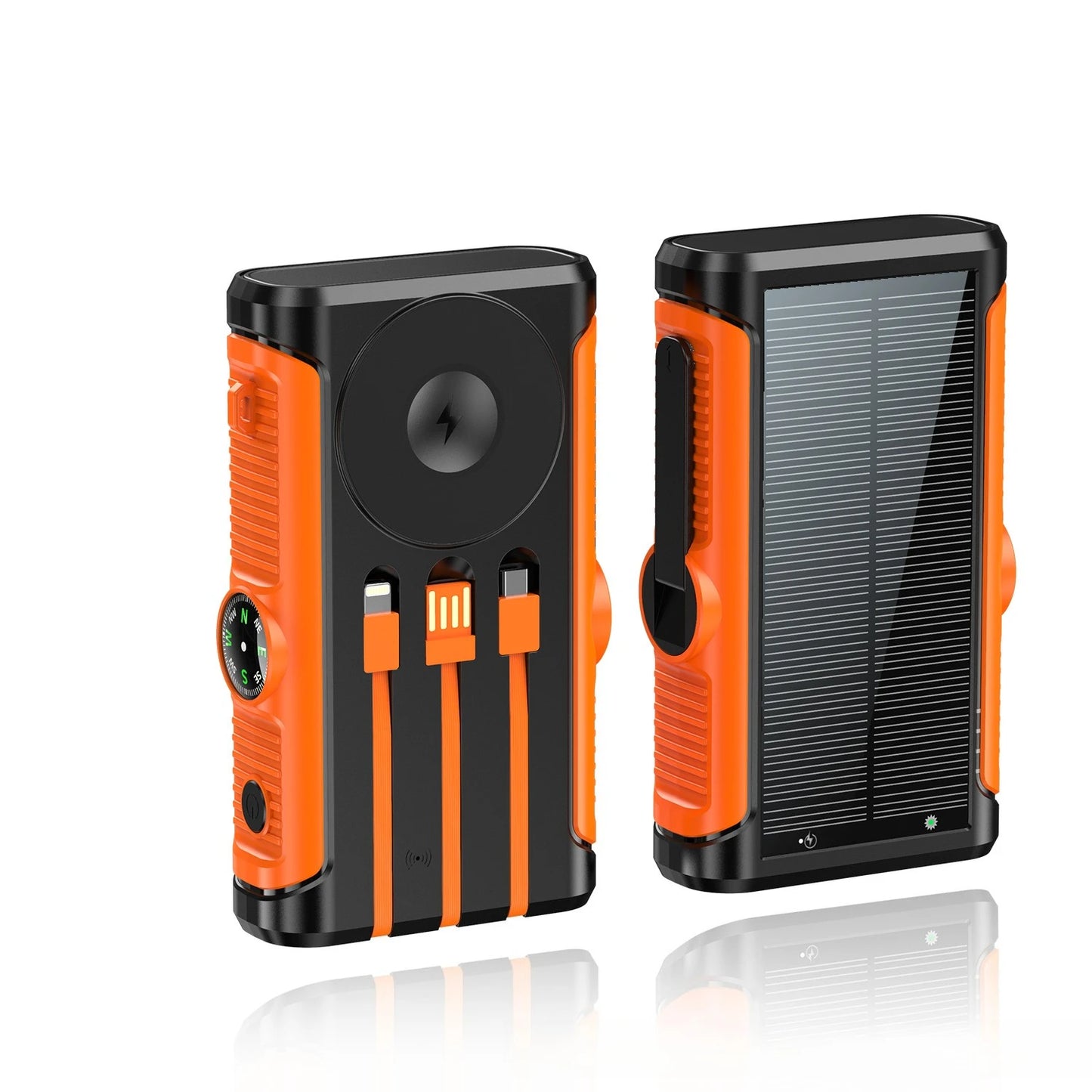 20,000mAh Solar Power Bank with Hand Crank & 15W Wireless Charging – 22.5W Fast Charging Portable Charger with LED Flashlight for Camping, Emergencies & Power Outages